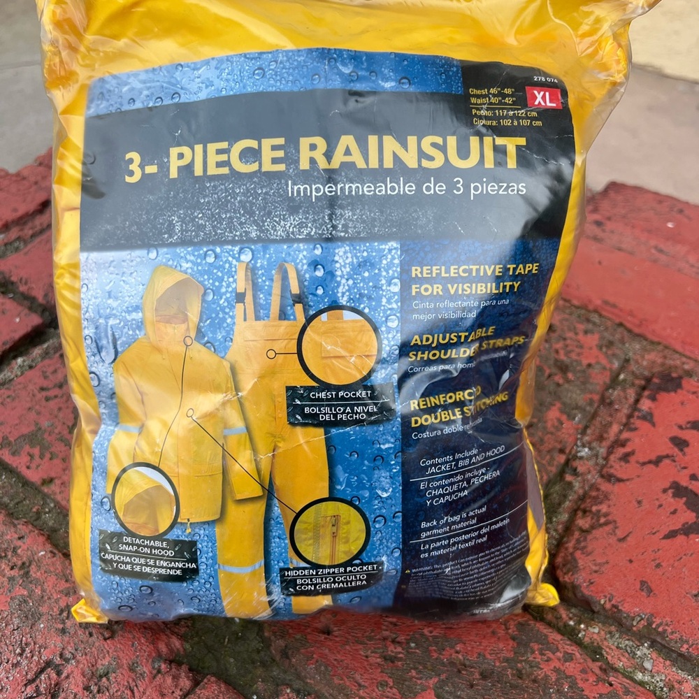 UNISEX Yellow 3-Piece Rainsuit